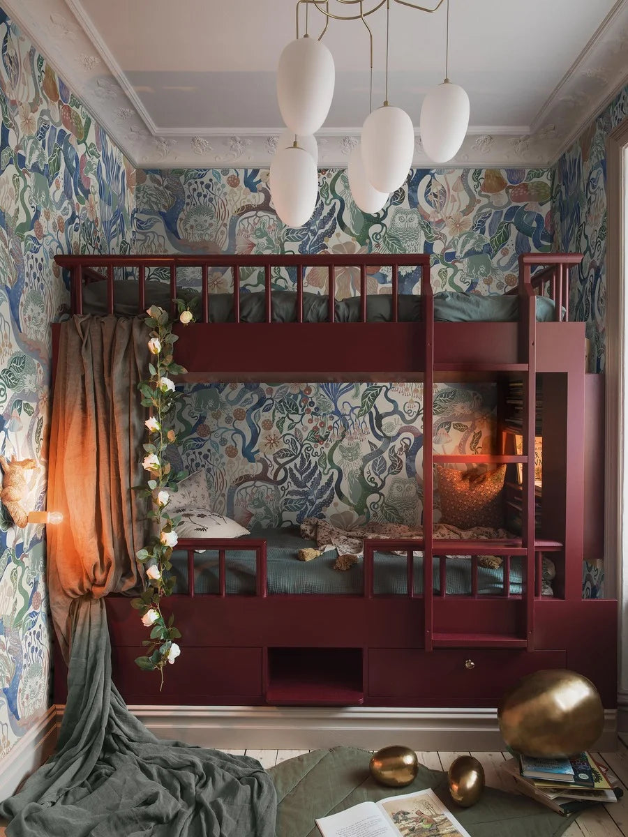 Magic Woods Grand is an enlarged digital reprint of the children’s wallpaper of the same name.