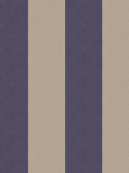 Bjärö Stripe wallpaper comes in linen beige and muted navy blue – an elegant, toned-down color palette that gives the wide stripes a sense of timeless calm.