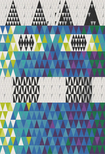 The graphic mural wallpaper Pythagoras is based on a textile of the same name, designed in 1952 by Swedish architect Sven Markelius, also known as Mr Funkis. 