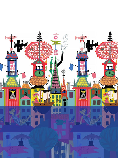The Sålunda mural wallpaper is digitally printed at a large scale, in bright colors on a white background.