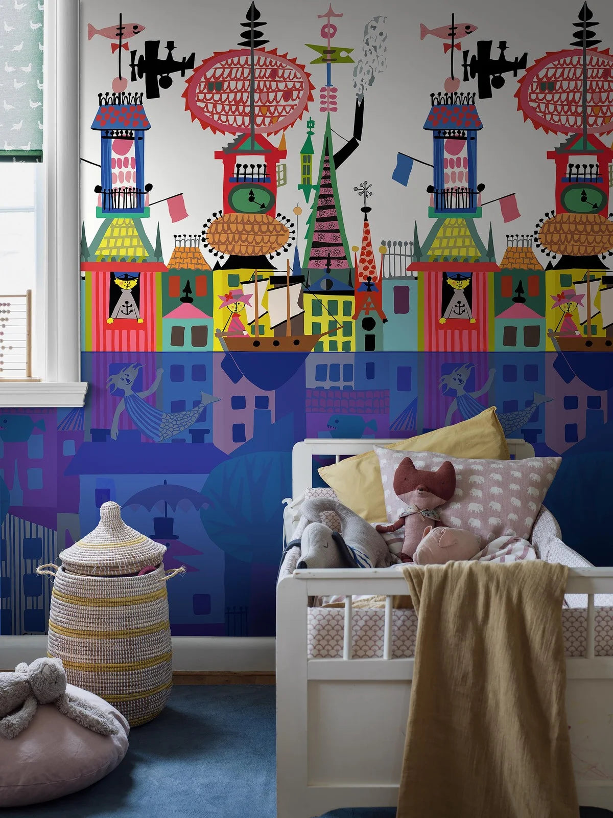 The Sålunda mural wallpaper is digitally printed at a large scale, in bright colors on a white background.