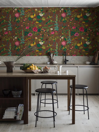 Gocken Jobs’ magnificent pattern Sommar was an instant success when it was launched as an upholstery fabric in 1964. Now you can enjoy the timeless design—with peonies, hollyhocks, crown imperials, mullein and other plants—as a large-flowered mural wallpaper.