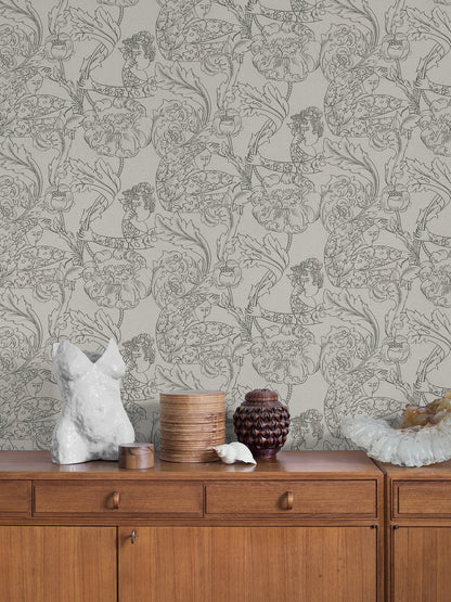 The dreamy pattern of the mural wallpaper Floral Dreams was created by artist Petra Börner in the early morning hours, right as the dream meets the day. 