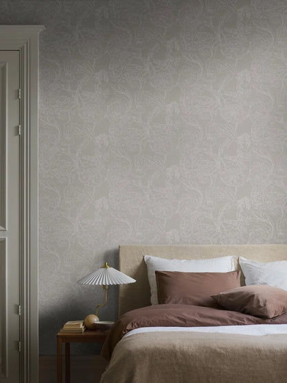 Petra Börner’s mural wallpaper Floral Dream is richly decorated, yet still light and airy in feel.