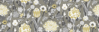 The floral mural wallpaper Myrtle features stylised flowers such as sweet peas, roses and tulips—but above all myrtle, the symbol of love and happiness
