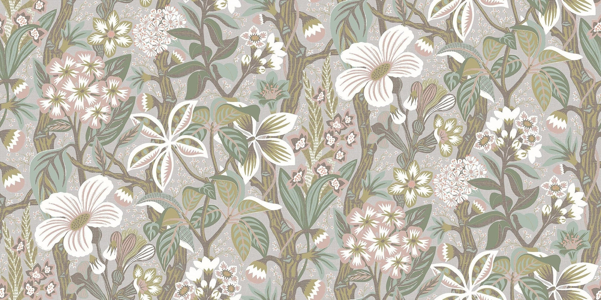 On the floral mural wallpaper Friviva you’ll find both exotic plants and Scandinavian meadow flowers. The pattern was created by Hanna Werning