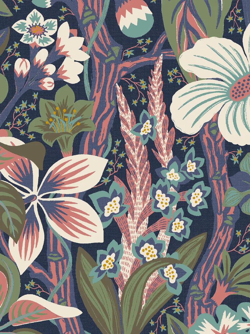 Friviva is a colorful, large-flowered mural wallpaper created by designer Hanna Werning.