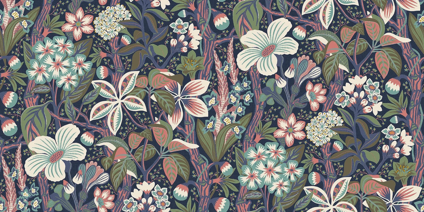 Friviva is a colorful, large-flowered mural wallpaper created by designer Hanna Werning.