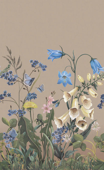 Like stepping into a sun-dappled meadow in full bloom, the Bluebell Magic mural wallpaper invites little ones into a magical world of oversized wildflowers