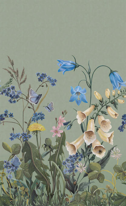 the Bluebell Magic mural wallpaper transforms any child's room into a blooming meadow