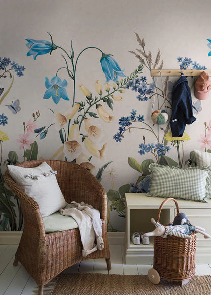 Step into an enchanting meadow of bluebells with the Bluebell Magic mural wallpaper. 