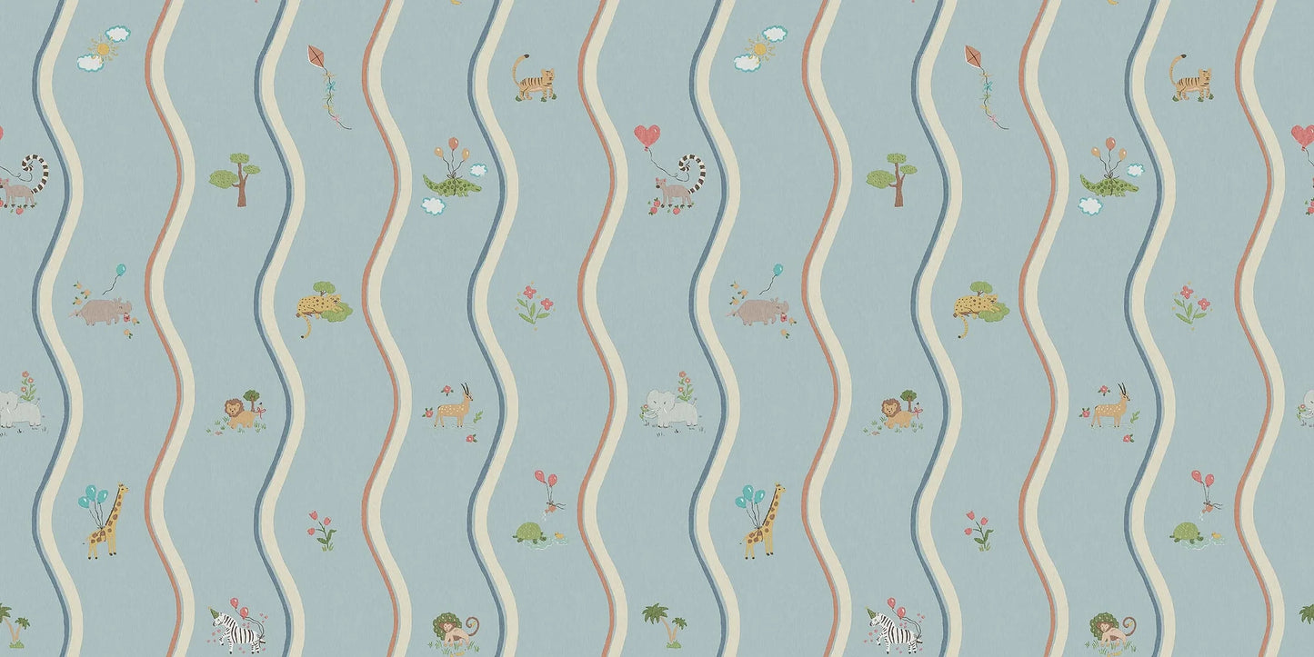 At first glance, the hand-drawn pattern of Wavy Stripe Animals appears to be a playful striped design — but look a little closer and a whole world of charm reveals itself.