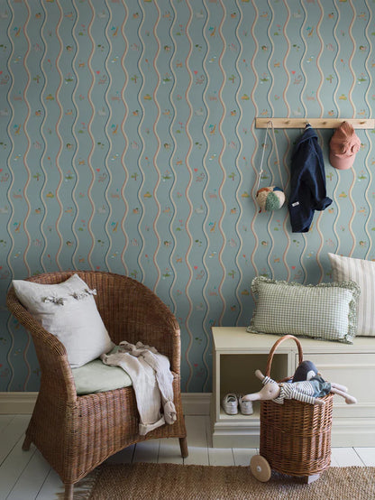 At first glance, the hand-drawn pattern of Wavy Stripe Animals appears to be a playful striped design — but look a little closer and a whole world of charm reveals itself.