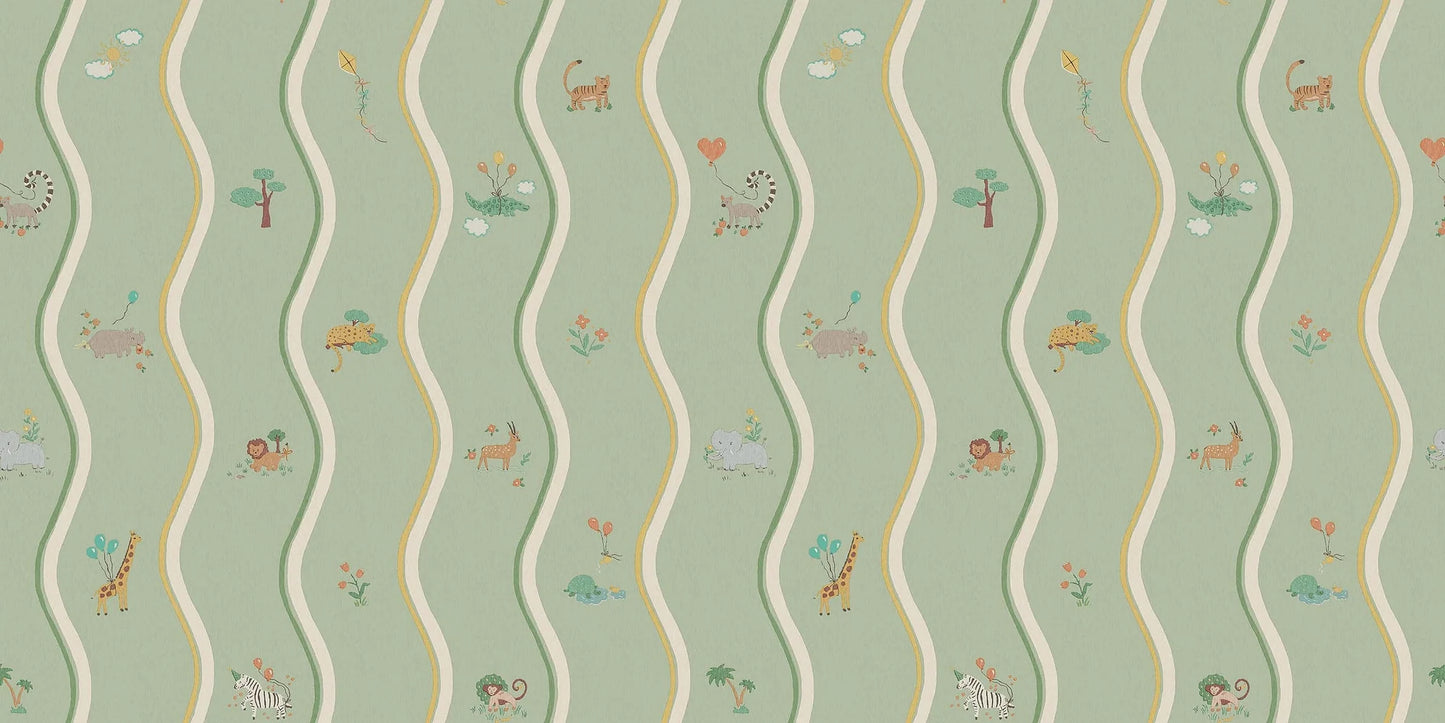At first glance, the hand-drawn pattern of Wavy Stripe Animals appears to be a playful striped design — but look a little closer and a whole world of charm reveals itself.