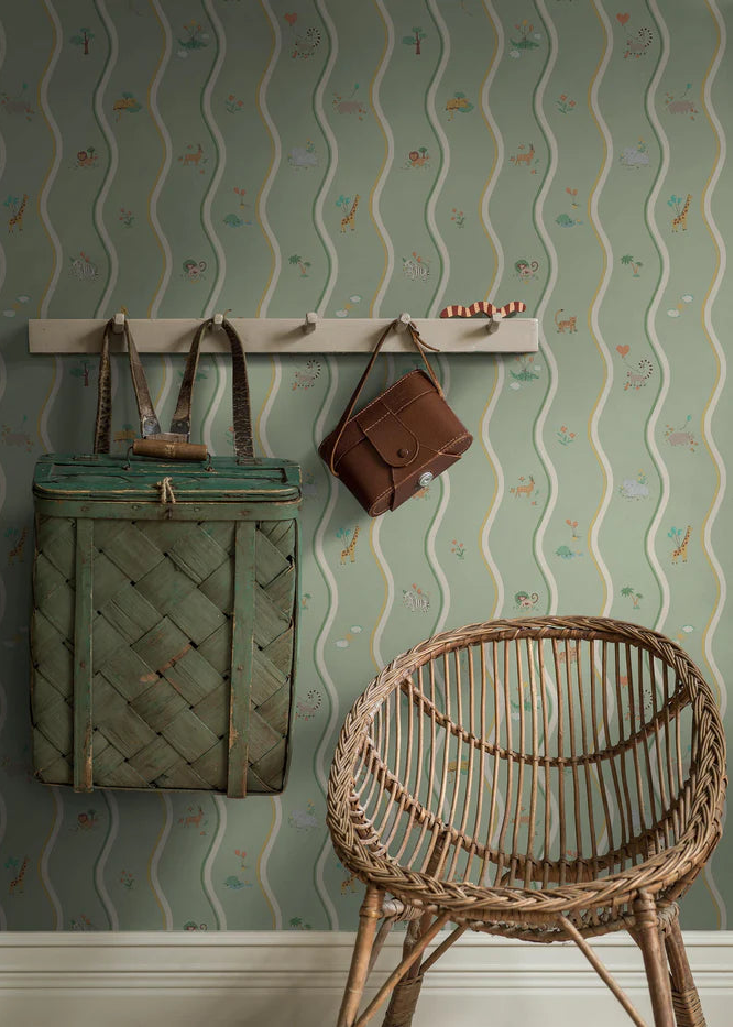At first glance, the hand-drawn pattern of Wavy Stripe Animals appears to be a playful striped design — but look a little closer and a whole world of charm reveals itself.