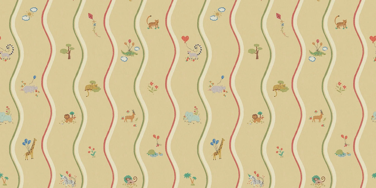 At first glance, the hand-drawn pattern of Wavy Stripe Animals appears to be a playful striped design — but look a little closer and a whole world of charm reveals itself.