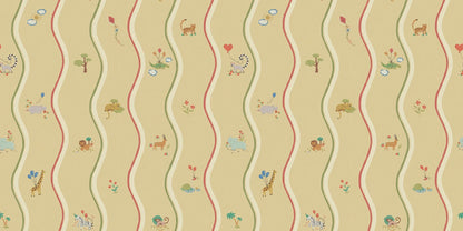 At first glance, the hand-drawn pattern of Wavy Stripe Animals appears to be a playful striped design — but look a little closer and a whole world of charm reveals itself.