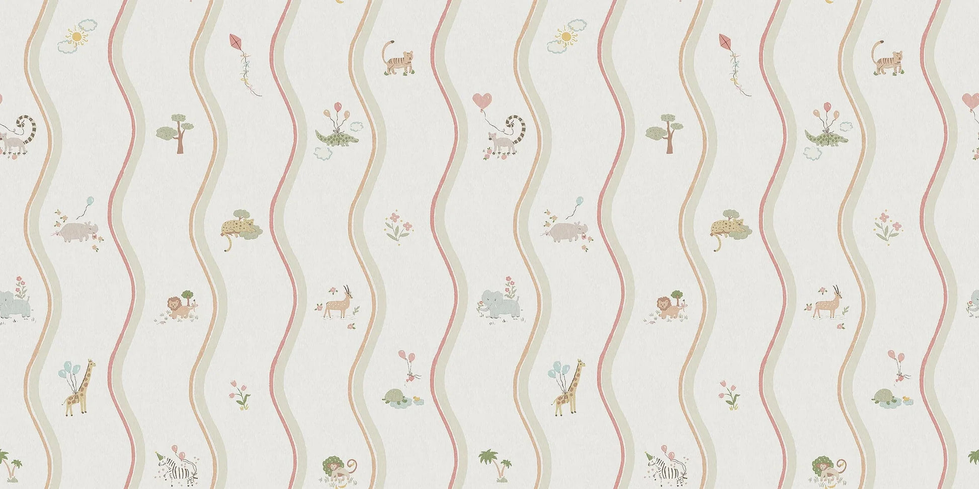 At first glance, the hand-drawn pattern of Wavy Stripe Animals appears to be a playful striped design — but look a little closer and a whole world of charm reveals itself.
