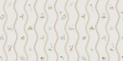 At first glance, the hand-drawn pattern of Wavy Stripe Animals appears to be a playful striped design — but look a little closer and a whole world of charm reveals itself.