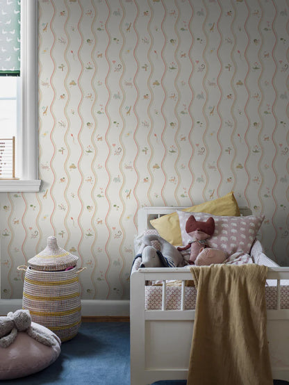At first glance, the hand-drawn pattern of Wavy Stripe Animals appears to be a playful striped design — but look a little closer and a whole world of charm reveals itself.