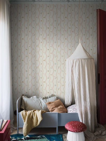 At first glance, the hand-drawn pattern of Wavy Stripe Animals appears to be a playful striped design — but look a little closer and a whole world of charm reveals itself.