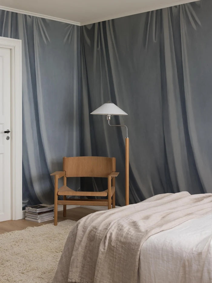The painterly wallpaper mural Drape captures the feel of softly draping fabric, hand-painted with a canvas texture and artistic brushstrokes.