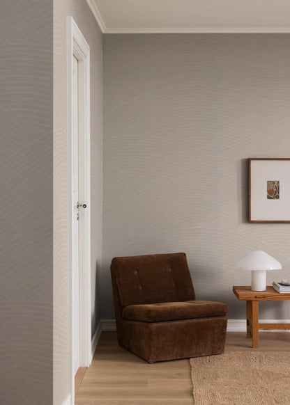 The Haväng Grand wallpaper mural creates a tranquil pattern of sweeping lines, inspired by the fields of Österlen.