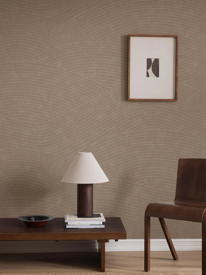 The Haväng Grand wallpaper mural creates a tranquil pattern of sweeping lines, inspired by the fields of Österlen.