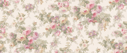 Sweet Dream Rose Grand is a Romantic vintage wallpaper with large, trailing bouquets of roses and winding bindweed.