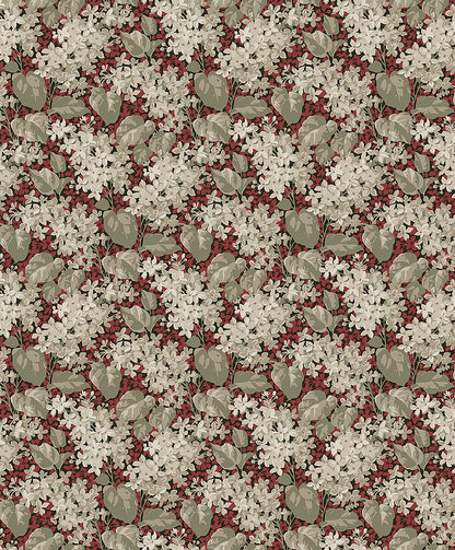  Colored in a bold and dramatic palette of red, white and grey, our Aratorp wallpaper is the epitome of early 20th century pattern style. 