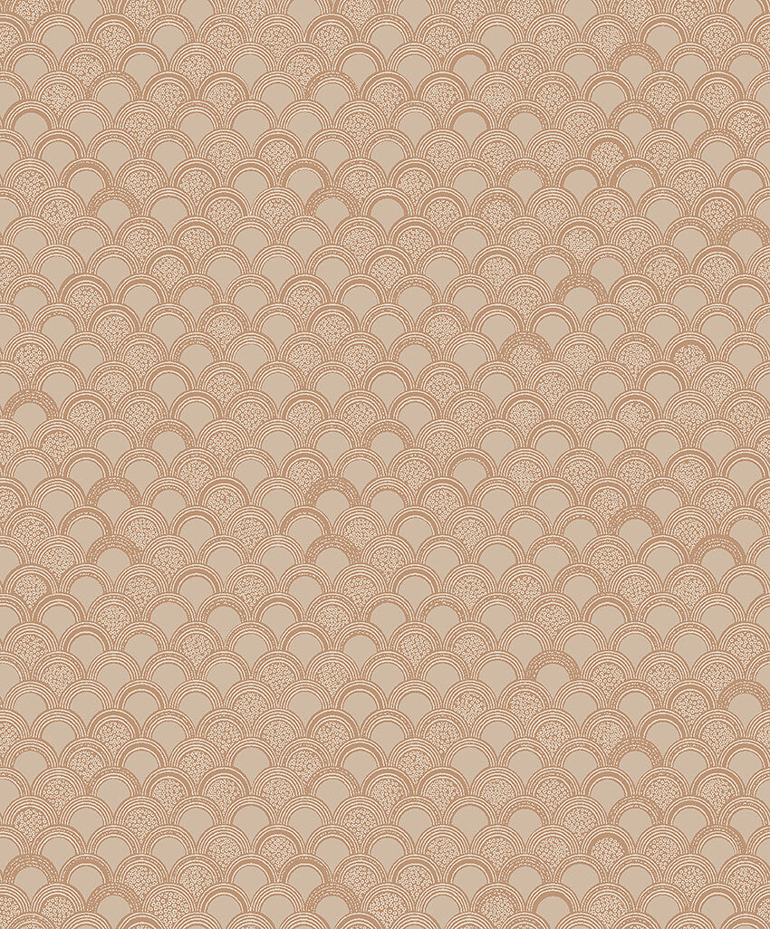Warm and harmonious, our Birgit wallpaper is colored in terracotta and apricot tones reminiscent of sun-kissed sand and bricks.