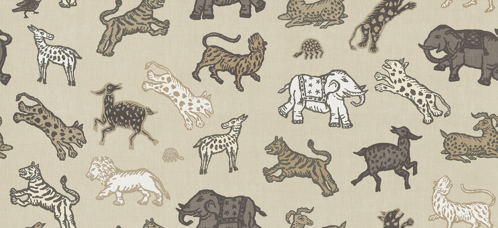 A true Sandberg classic wallpaper mural that has featured on both wallpaper but primarily on fabric for many years. Inspired by Indian tapestries.