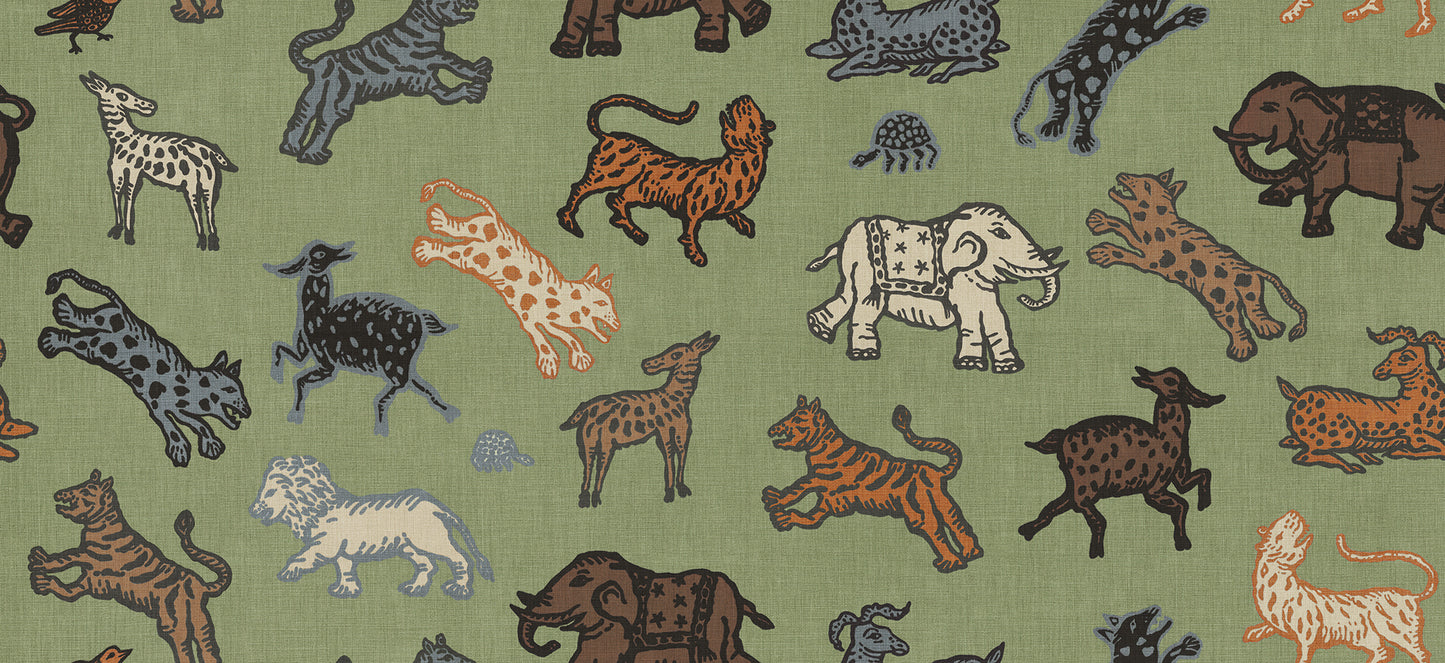 A true Sandberg classic. Inspired by Indian tapestries, these imaginative animals on a rich red background lend an international feel with a tone that is both playful and becoming.