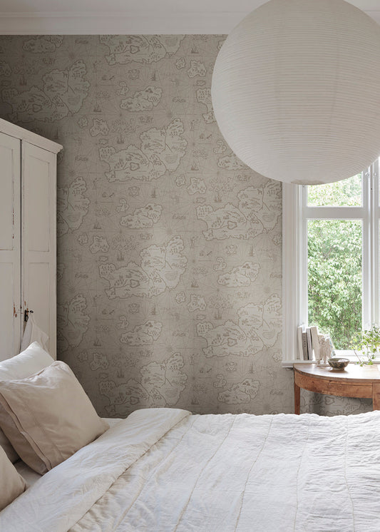 Ferdinand is Sandberg's own map mural wallpaper in Latin, with Atlantis as the model.