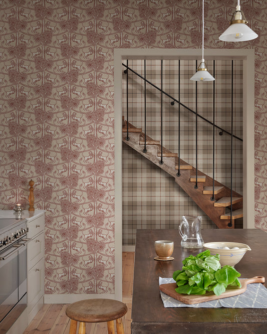 With playful elegance, the Leopold wallpaper mural makes the room both modern and international and is available in four becoming colorways.