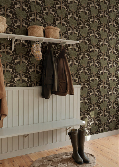 With playful elegance, the Leopold wallpaper mural makes the room both modern and international and is available in four becoming colorways.