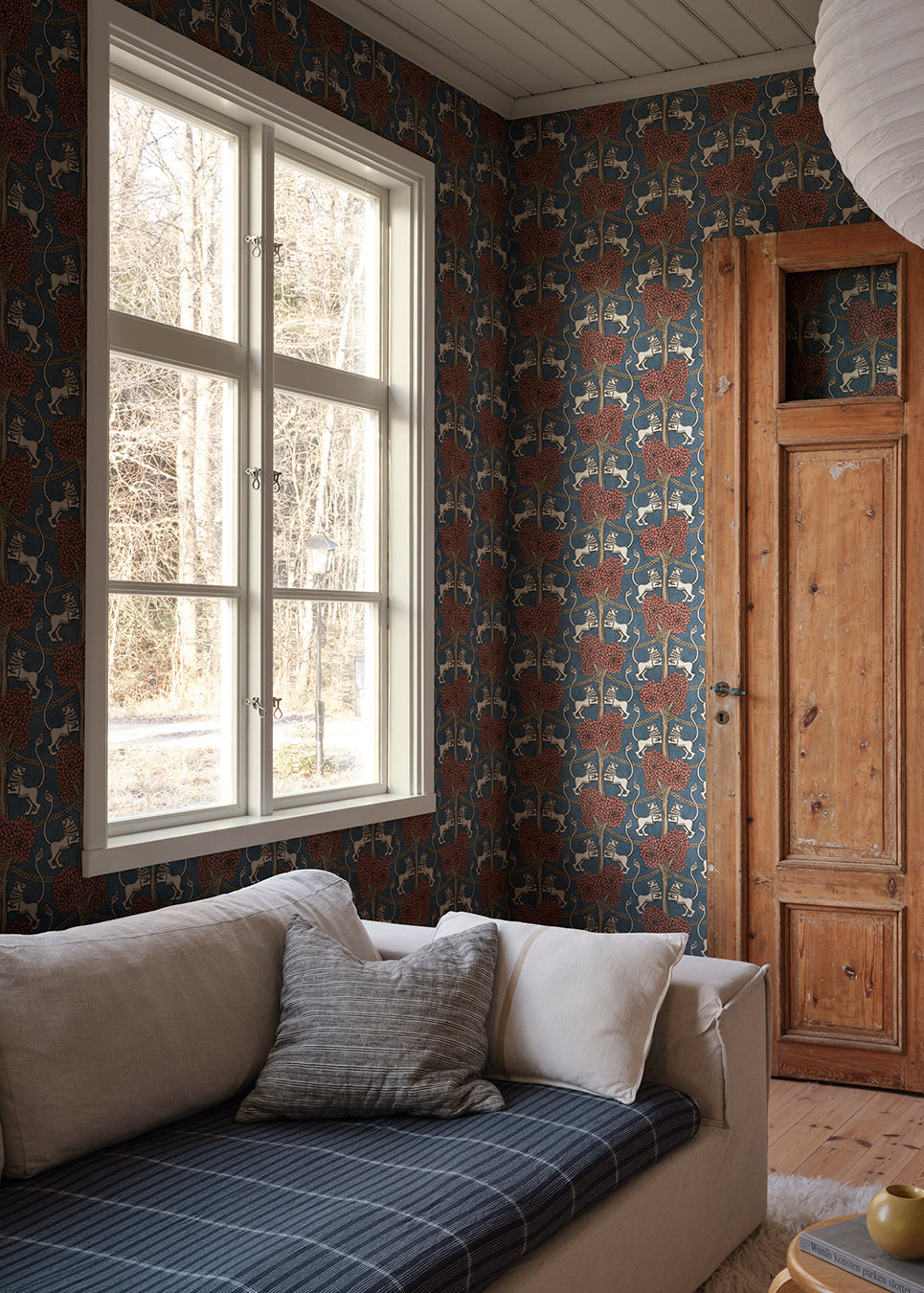 With playful elegance, the Leopold wallpaper mural makes the room both modern and international and is available in four becoming colorways.