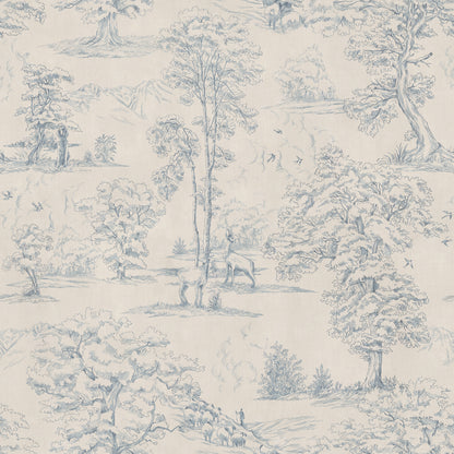 This toile wallpaper is Sandberg's own travelogue from Southern France with a hand-drawn illustration on a becoming textile background.