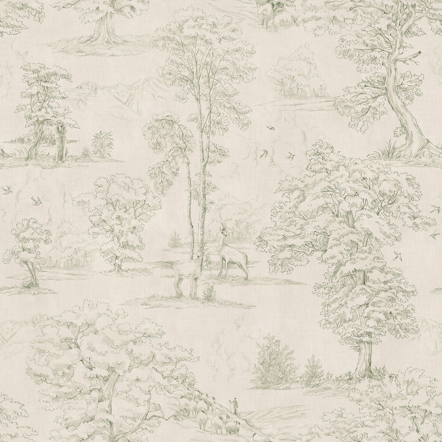 This toile is Sandberg's own travelogue from Southern France with a hand-drawn illustration on a becoming textile background.