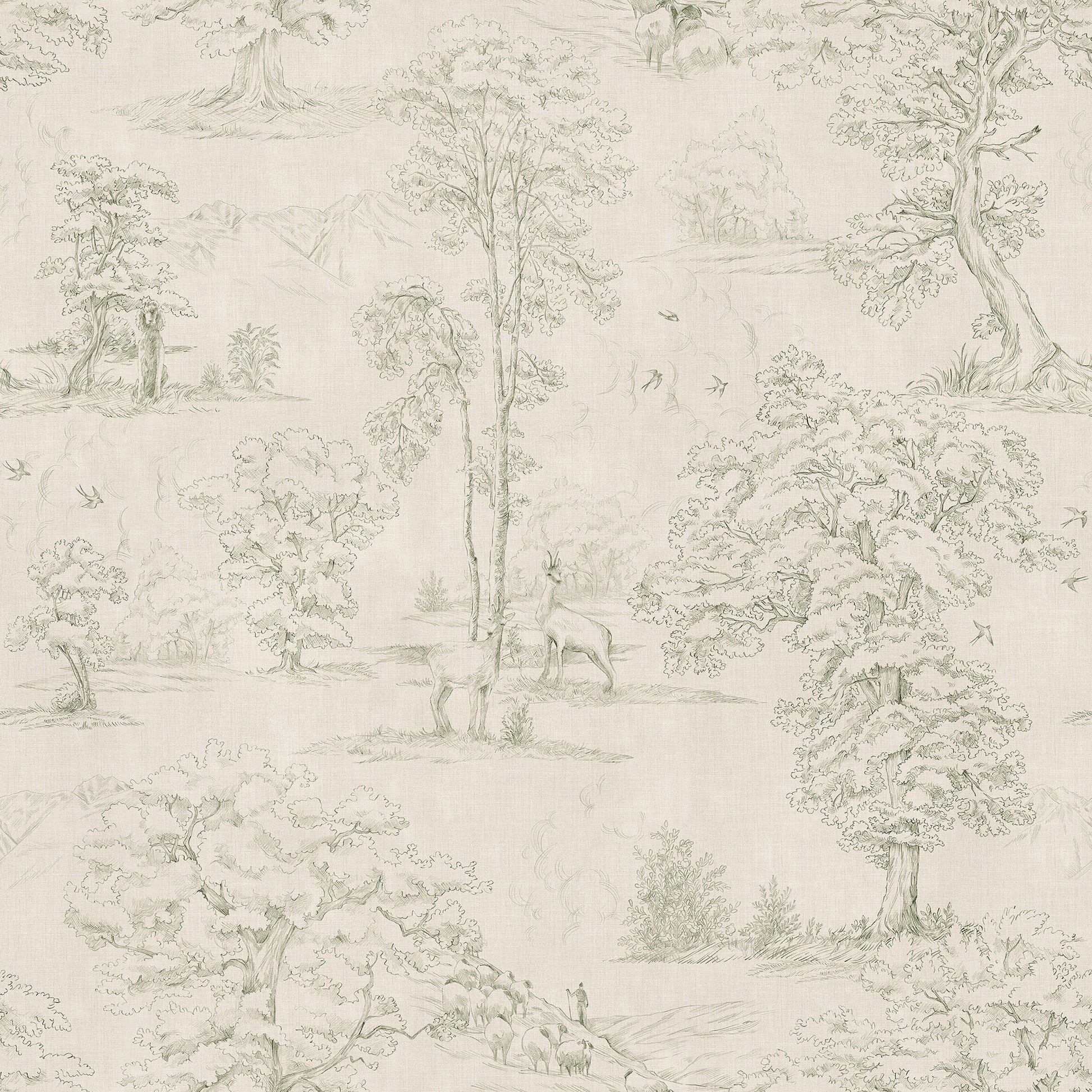 This toile is Sandberg's own travelogue from Southern France with a hand-drawn illustration on a becoming textile background.