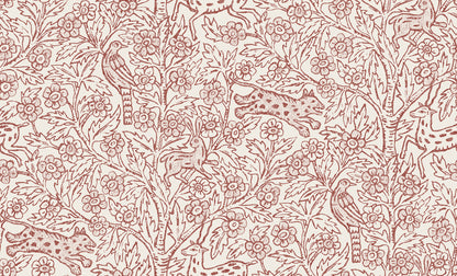 A wallpaper mural inspired by Indian textile art and Arts & Crafts, creating a fantastic pictorial narrative with history and patina. 