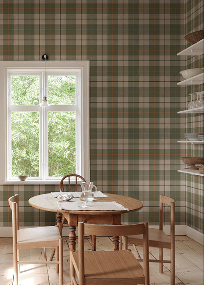 Ranold was in the assortment for a long time as a traditionally printed wallpaper. Now we have made a new interpretation on a larger scale mural and added a textile character
