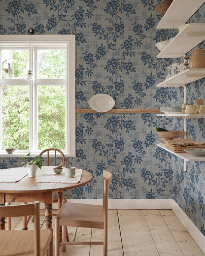 This beautiful blue floral vine comes from a 1920s original and was a favorite wallpaper for many years.