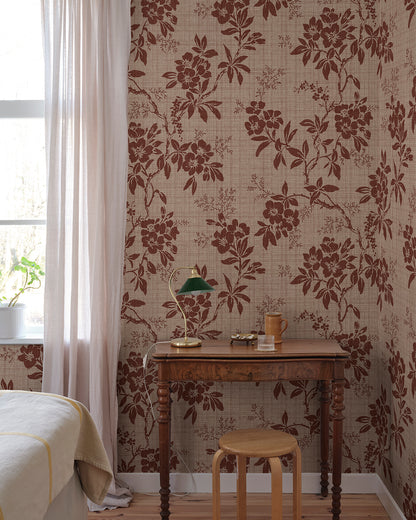Charming Burgundy Floral Wallpaper
This beautiful floral vine in burgundy comes from a 1920s original and was a favorite wallpaper for many years. Now we have scaled up the pattern and experimented with more colors, creating a becoming Asian style with a retro feel.

