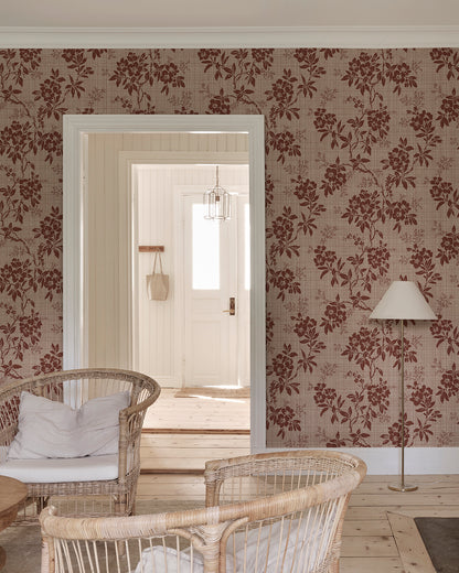 Charming Burgundy Floral Wallpaper
This beautiful floral vine in burgundy comes from a 1920s original and was a favorite wallpaper for many years. Now we have scaled up the pattern and experimented with more colors, creating a becoming Asian style with a retro feel.
