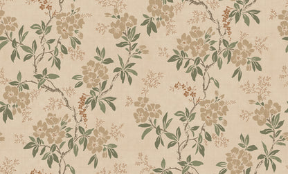 Elegant Beige Floral Wallpaper - Vera
This beautiful floral vine pattern from a 1920s original has been a favorite wallpaper for many years. In a soft beige tone with green and brown accents, it creates a becoming Asian style with a retro feel.
