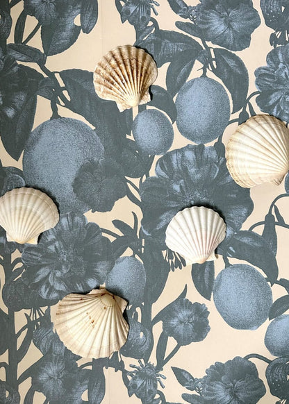 Studio Lisa Bengtsson style with a small insect hidden among the lush plants. Now the pattern is also available as wallpaper in wonderfully magical blue and a green tone.
