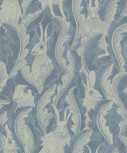 Cute and mysterious. Hares have always been fascinating to Emma von Brömssen and in this wallpaper design with inspiration from the world of the fairytales they have the prominent role.