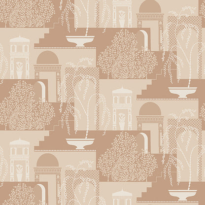 Colored in sandy hues with apricot pink tones, our Mimi wallpaper is a modern interpretation of 1920s design.