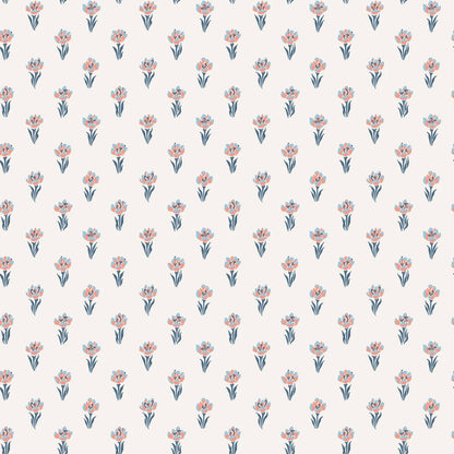 Betty wallpaper - eight tiny crocuses named "Timeless" are gathered in this decorative pattern, created in collaboration with Johanna Bradford.